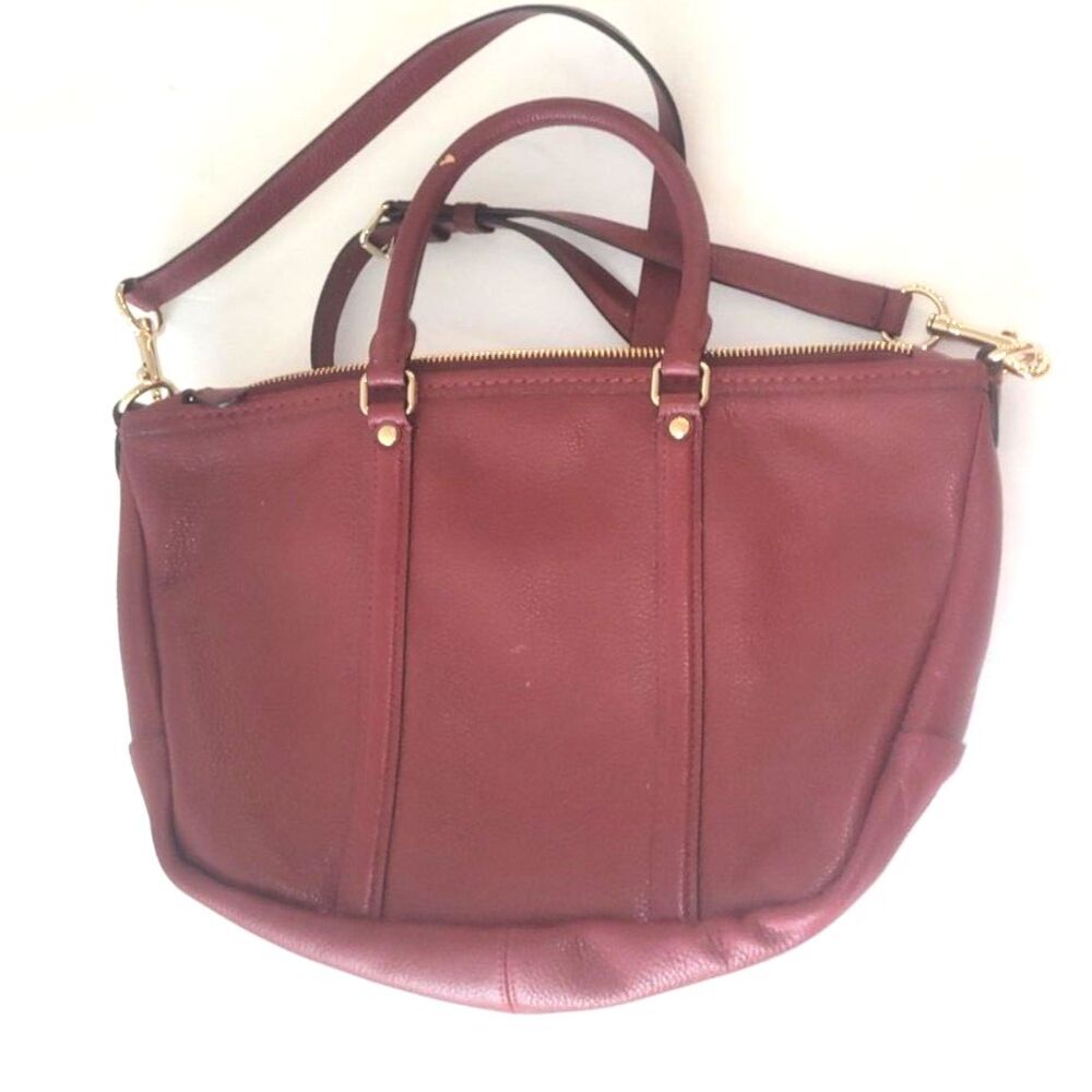 COACH Burgundy Leather Satchel Top Handle Crossbody Bag Gold Hardware